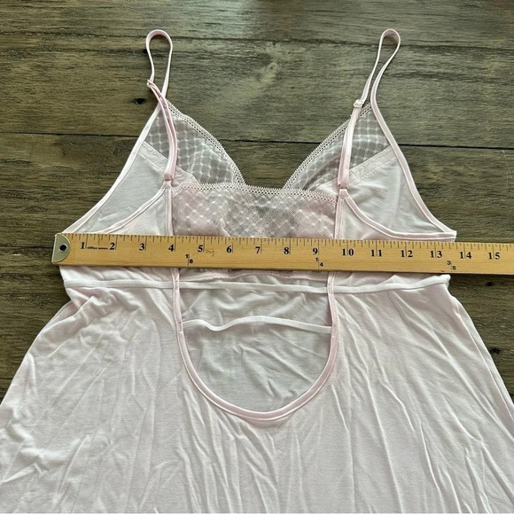 Victoria’s Secret size Medium Baby Pink Modal Knit Sleep Dress Chemise Lace Trim - Picture 6 of 7
